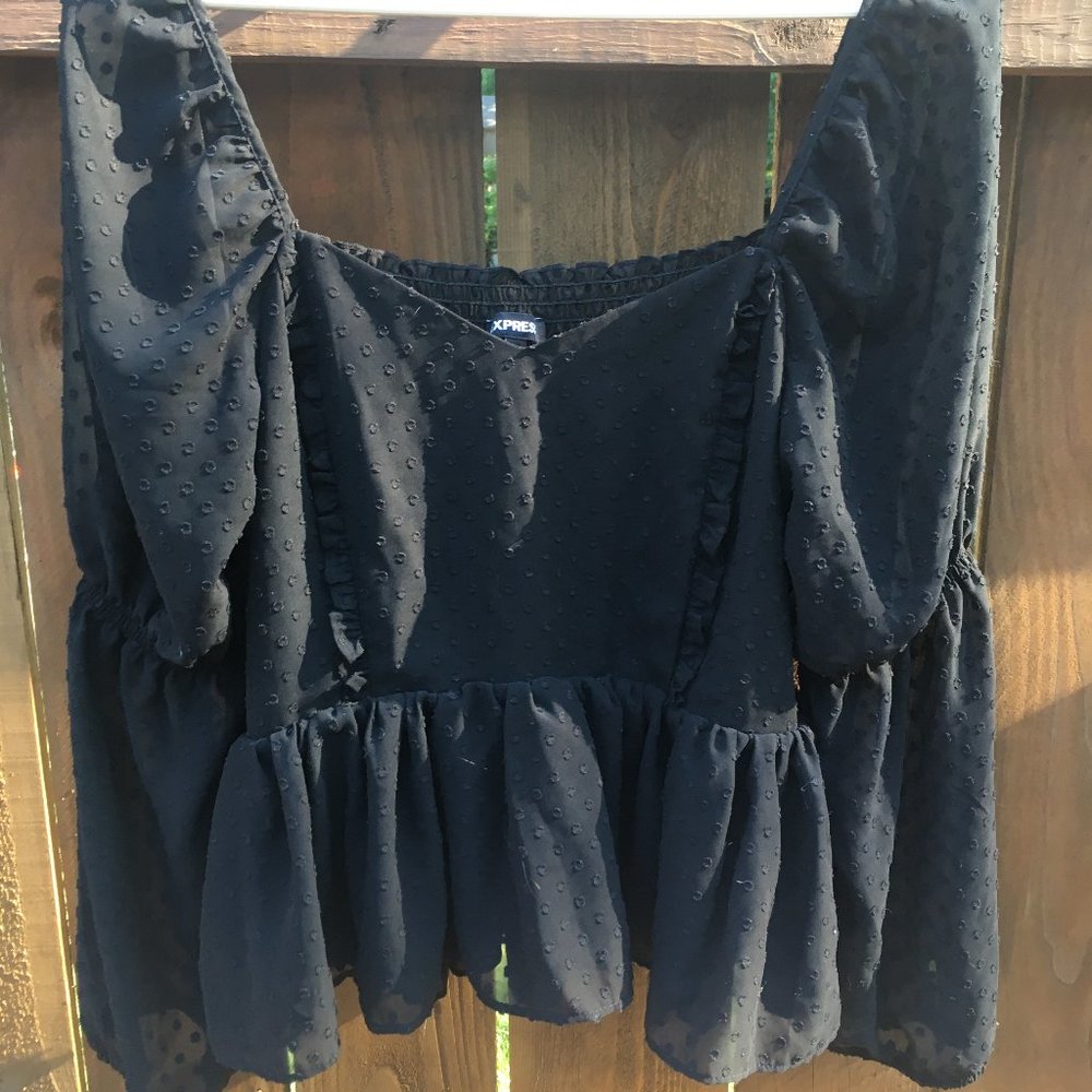 Express Black Top with Bold Sleeves
